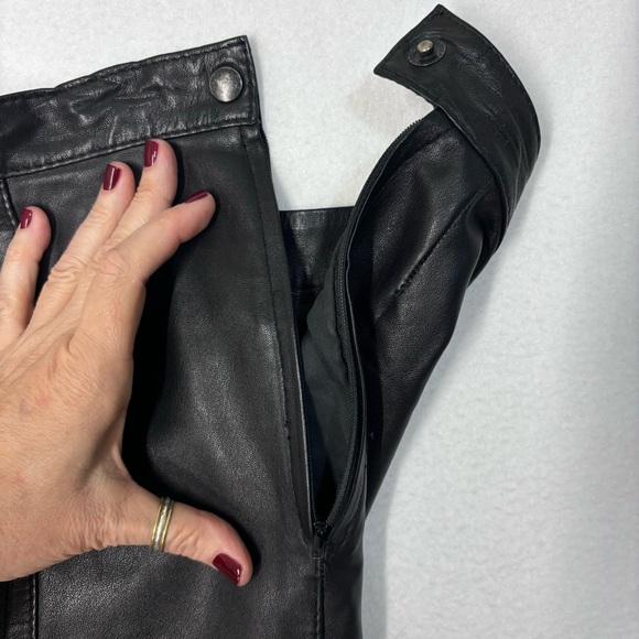 T. Edwards Black Leather Pants Preowned Size 10 Polyester Lined - Picture 4 of 11